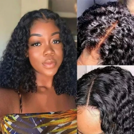 Julia Hair Premium Bob Water Wave Human Hair 4x4 Lace Closure Wigs Raw Virgin Hair Black Wigs
