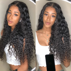 Julia Jerry Curly 4x4 Lace Closure Wigs With Baby Hair 150% Density High Quality Human Hair Wigs