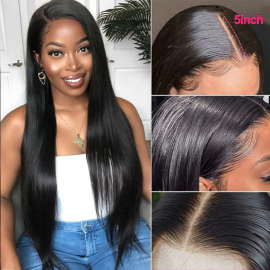 Julia Hair 5x5 HD Lace Glueless Wigs 180%Density Undetectable Lace Wigs Pre Plucked Lace Closure Straight Wave Human Hair Wigs