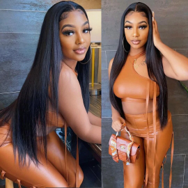 Julia Natural Black 1 Bundle Straight Human Hair Weave Tangle Free Double Wefts Straight Bundle For Sale