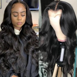 Julia Affordable 13X4 Lace Front Body Wave Wig 150% Density Pre Plucked Wig With Baby Hair