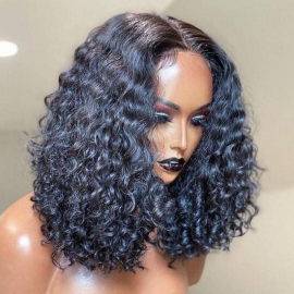 Julia Hair Premium Bob Water Wave Human Hair 4x4 Lace Closure Wigs Raw Virgin Hair Black Wigs