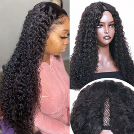 Julia Curly V Part Wig Beginner Friendly Human Hair Wigs Meet Real Scalp & Hairline with No Leave Out No Glue V Part Wig Flash Sale