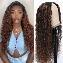 Julia 18 Inch Highlight Balayage Water Wave V Part Wig Upgrade U Part Wig For Sale