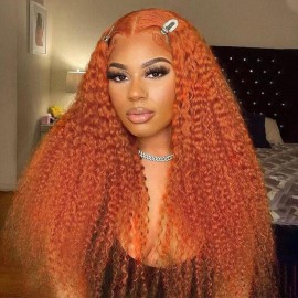 Julia Hair Ginger Colored Wigs Glueless 4x0.75 Lace Part Jerry Curly Human Hair Wigs For Women Flash Sale