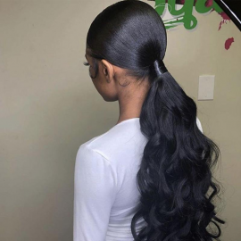 Julia Hair Natural Black Body Wave Long Weave Hair Ponytail 100% Human Hair Extension Hair Piece