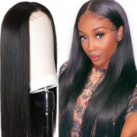 Julia 7A Brazilian Straight Hair Wig Pre Plucked 12-22 Inch Brazilian Human Hair Glueless 4x4 Lace Wigs