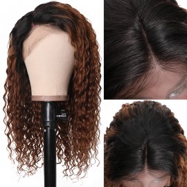 Julia 1B/30 Long Ombre Curly Human Hair Lace Front Wig 100% Real Human Hair 10-24 Inch Pre Plucked With Baby Hair
