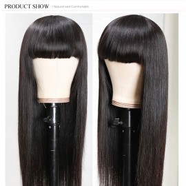 Julia Tuesday Flash Sale 14 Inch Natural Brazilian Straight Hair Wig With Bang Machine Made