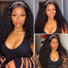 Julia Hair Quality Curly Hair Headband Wigs 100% Human Hair Brazilian Wigs Glueless Natural Color