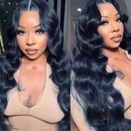 Julia Hair Classic Blue Wig Body Wave 13x4 Lace Front Wig Dark Silver Blue Color Human Hair Wigs for Women Flash Sale