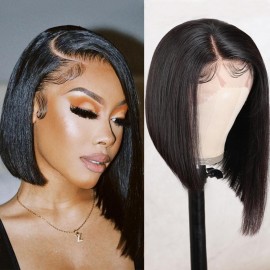 Julia Blunt Cut Bob Lace Front Haircuts Short Side Part Bob Wig 150% Density