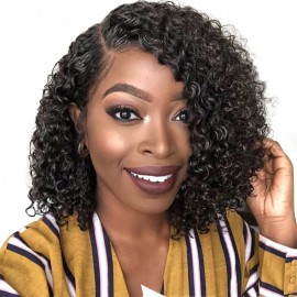 Julia Bob Curly Human Hair 10-14 Inch 150% Density Cute Short Bob Lace Front Wig Curly Hair