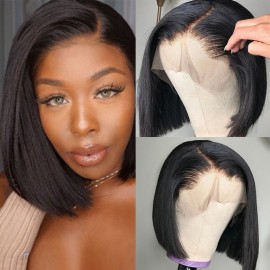 Julia Short Straight Bob Lace Front Wigs Natural Color 100% Human Hair Bob Wigs