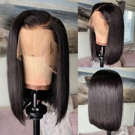 Julia 13x4 Lace Front Short Bob Wig Brazilian Straight Bob Wigs Pre Plucked Hairline