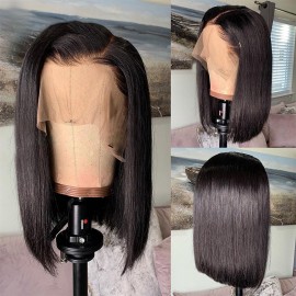 Julia Short Straight Bob Lace Front Wigs Natural Color 100% Human Hair Bob Wigs