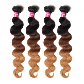 Julia Ombre Human Hair Bundles 4pcs With Closure Ombre Body Wave Virgin Hair