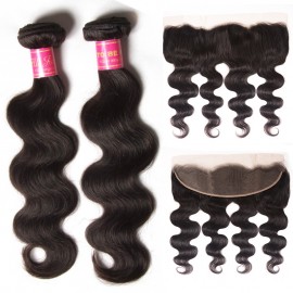 Julia 2 Bundles Of Body Wave Hair Weaves With 13x4 Lace Frontal Customizable 13x4 Lace Front Wig With Baby Hair