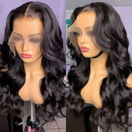 Julia Hair Affordable 150% Density Body Wave Lace Frontal Wigs Glueless Time Saver Human Hair Wigs Pre Plucked Wig With Baby Hair