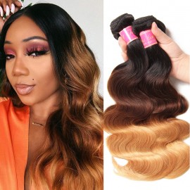 Julia Hair 4 Bundles Brazilian Ombre Body Wave Human Hair Three Tone Brazilian Ombre Weave Hair