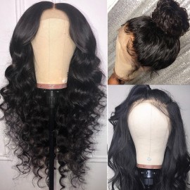 Julia Human Hair Lace Wigs Long Body Wave Middle Part Wigs 150% Density