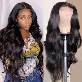 Julia Human Hair Lace Wigs Long Body Wave Middle Part Wigs 150% Density