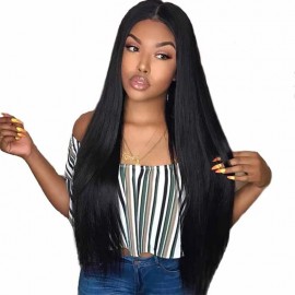 Julia Straight Lace Front Human Hair Wigs Natural Black 13x4 Lace Front Long Straight Wigs 150% Density