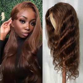 Julia #4 Brown Color Body Wave Human Hair 13x4 Lace Front Wigs