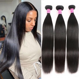 Julia Hair 100% Malaysian Human Straight Virgin Hair Bundles 3pcs Thick Straight Malaysian Weave Hair