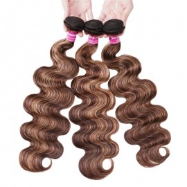 Julia Hair Honey Blonde Highlight Color Virgin Hair Body Wave 3 Bundles With Lace Closure Human Hair Weave