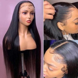 Julia 22 Inch Straight Lace Part Wig 150% Density Get 18 Inch kinky Curly Ponytail For Free
