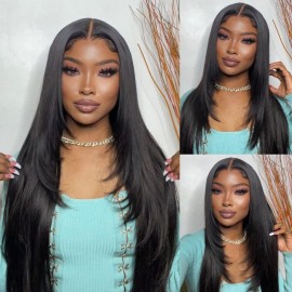 Julia Bigkane's Same Hair 90's Inspired Layer Cut 13x4 Lace Front Straight Human Hair Wig With Pre Plucked Hairline