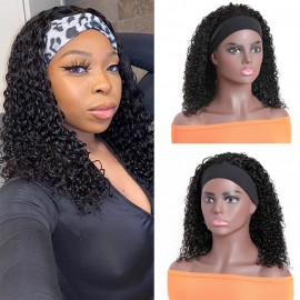 Julia Hair Curly Wave Short Bob Headband Wigs 100% Human Hair Natural Black Headband Wigs For Sale