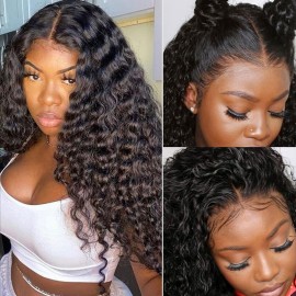 Julia 5x5 Inches HD Lace Closure Curly Wave Glueless Wigs 180% Hair Density Pre Plucked Invisible Hairline