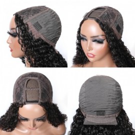Julia Hair U Part Wig Glueless Curly Human Hair Wig 150% Density Natural Black Color Flash Sale