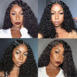 Julia Curly Human Hair Wigs Natural Color 150% Density Pre Plucked Curly Human Hair Lace Front Wigs For Women