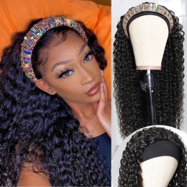 Julia VIP Exclusive Curly Human Hair Headband Wigs 20 Inch Glueless Human Hair Wigs Natural Color