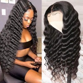 Julia New Deep Wave Hair Lace Front Wig With Baby Hair 150% Density Deep Wave Pre Plucked Wigs
