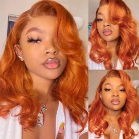 Julia Orange Color Wigs Lace Part Ginger Color Pre Plucked Body Wave Wigs For Women Flash Sale