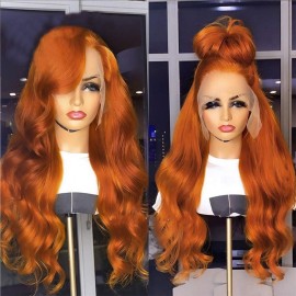 Julia Affordable Orange Ginger 13X4 Lace Front Wig 150% Density Body Wave Transparent Lace Human Hair Wigs