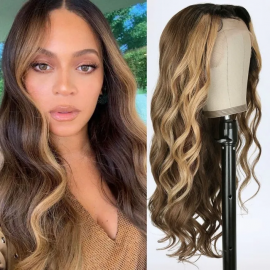 Julia Blonde Balayage Face Framing Highlights Human Hair Wigs 13x4 Lace Front Wigs With Dark Roots