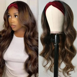 Julia Flash Sale Balayage Highlight #FB30 Body Wave Headband Wigs 150% Density