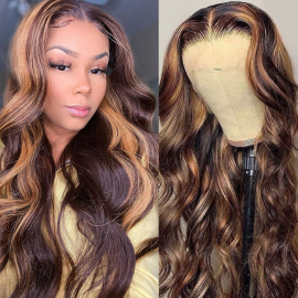 Julia Body Wave Brown Balayage Highlight FB30 13*5*0.75 T Part Human Hair Wigs 150% Density Body Wave Wig With Baby Hair Flash Sale