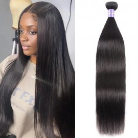 Julia Natural Black 1 Bundle Straight Human Hair Weave Tangle Free Double Wefts Straight Bundle For Sale