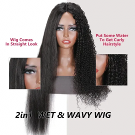 Julia Amazing Wet and Wavy Curly V Part Wigs Glueless Deep Curly Human Hair Wigs Beginner Friendly 150% Density