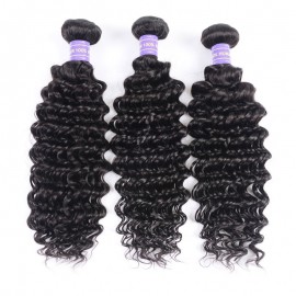 Julia Deep Wave Human Hair Bundle Double Wefts Natural Black 3 Bundles Deep Wave Weaves