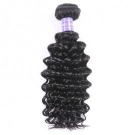 Julia 1 Bundle Deal Deep Wave Virgin Human Hair Weave 12-26 Inch Natural Black