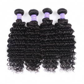 Julia 4 Bundles Deep Wave Human Hair Bundles Natural Black Deep Wave Weaves