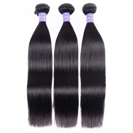 Julia 3 Bundles Straight Human Hair Natural Black Brazilian Hair Weave Bundles Soft And Natrual Virgin Human Hair
