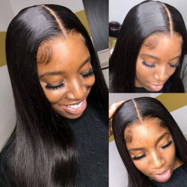 Julia 14 Inch Straight 4x4 Lace Closure Wigs With Baby Hair 150% Density High Quality Human Hair Wigs